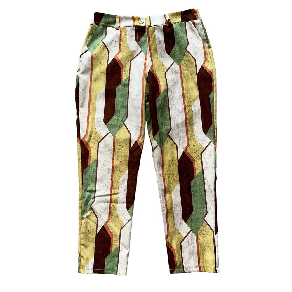 Venti6 Geometric Marble Print Ankle Pants Multicolor size Large L Made in Italy